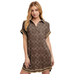 COACH | Premium Short-Sleeve Button-Up Shirt Dress DSM197-CCH-HYT-NA-18062501