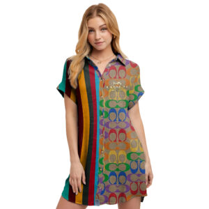 COACH | Premium Short-Sleeve Button-Up Shirt Dress DSM197-CCH-HYT-NA-18062502